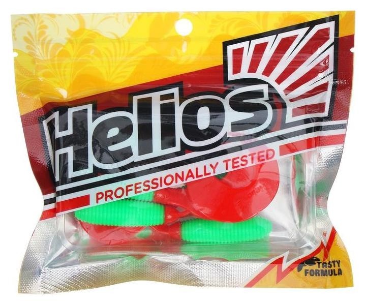 Твистер Helios Credo 8,5 см Lime  Red Hs-11-021, набор 7 шт.