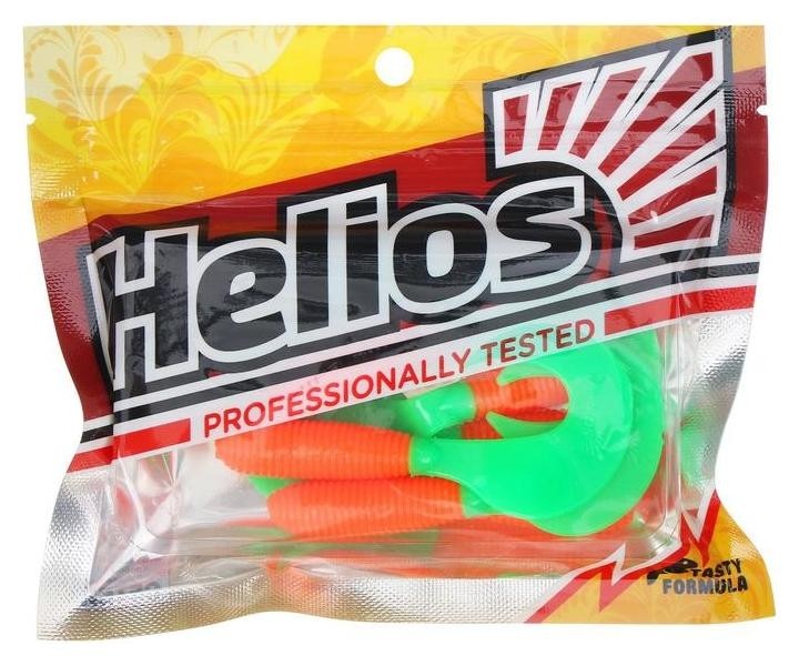 Твистер Helios Credo 8,5 см Orange  Green Hs-11-025, набор 7 шт.