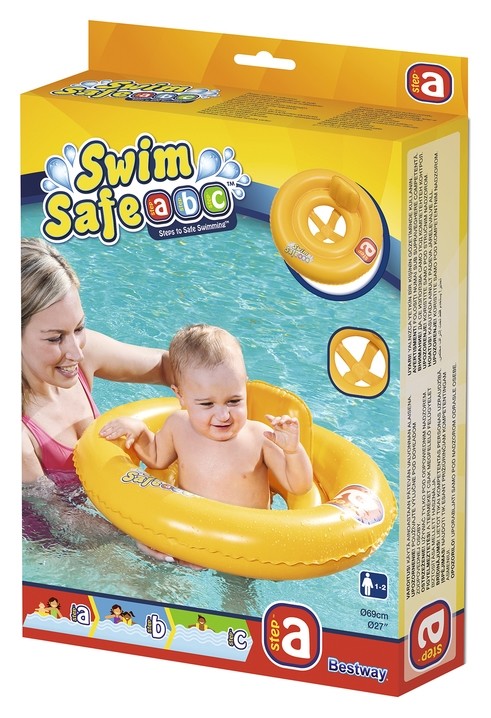 Круг для плавания Swim Safe ступень А, с сиденьем и спинкой, от 1-2 лет, 32027 Bestway