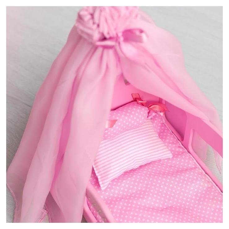 Кроватка для кукол с постельным бельем и балдахином, коллекция Diamond Princess розовый