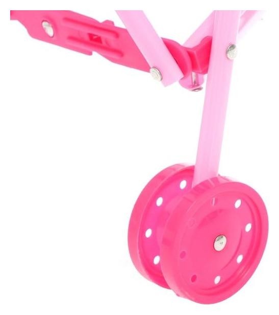 Кукольная коляска-трость для куклы, пластиковый каркас, цвет розовый