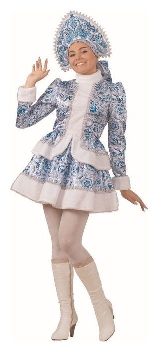 Карнавальный костюм Снегурочка, голубые узоры, р. 44, рост 164 см