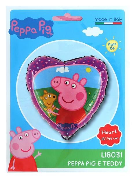 Шар фольгированный 18 Свинка пеппа с мишкой, сердце