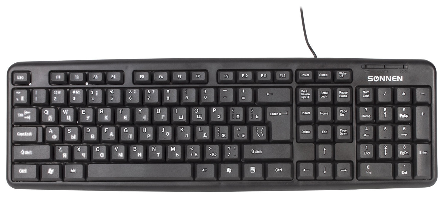 Клавиатура проводная Sonnen Kb-8136, Usb, 107 клавиш, черная, 512651