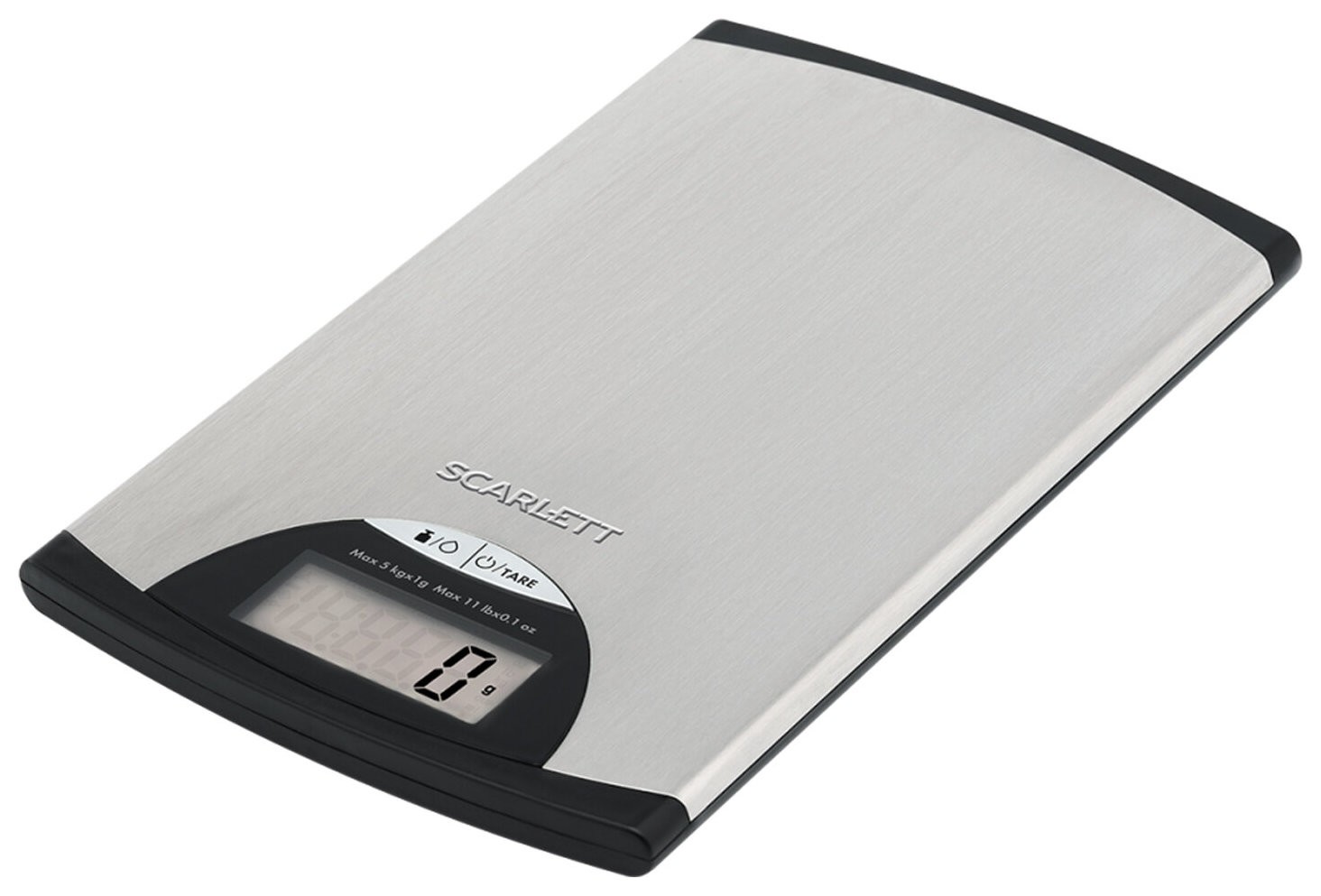 Весы кухонные Scarlett Sc-ks57p97, электронный дисплей, Max вес 5 кг, тарокомпенсация, сталь, серые