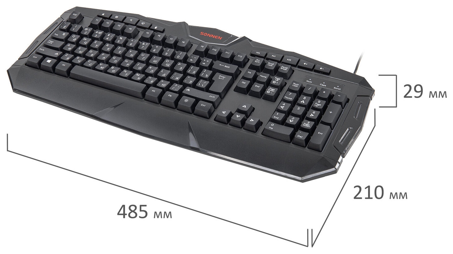 Клавиатура проводная игровая Sonnen Q9m, Usb, 104 клавиши + 10 мультимедийных, RGB подсветка, черная, 513511