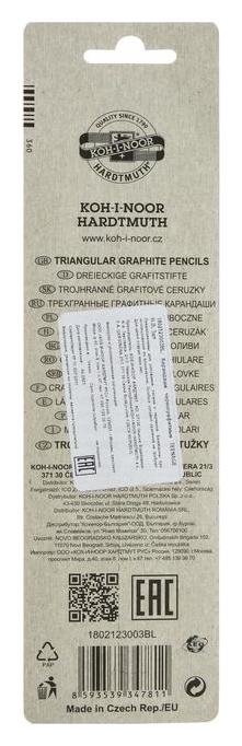 Набор карандашей чернографитных разной твердости 3 штуки Koh-i-noor Teenage 1802 H-b, в блистере