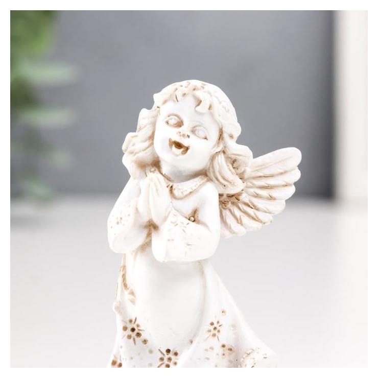 Сувенир полистоун Девочка-ангел-молитва серый 6,5х3,8х3 см