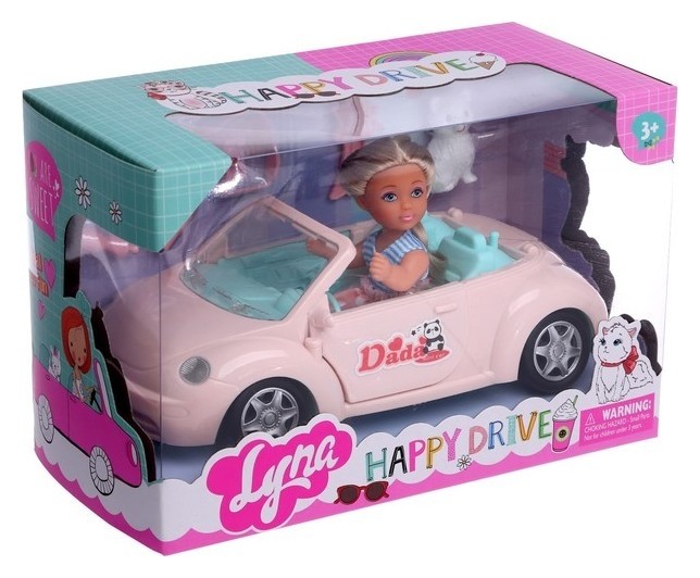 Кукла малышка Lyna в путешествии с машиной, питомцем и аксессуарами