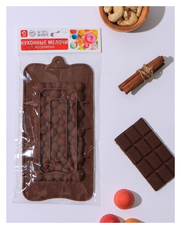Форма для шоколада доляна Воздушный, 21x10,1x1 см, цвет шоколадный