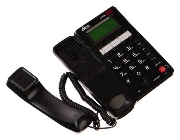 Проводной телефон Ritmix Rt-550, дисплей, телефонная книга, однокнопочный набор, Aux, черный