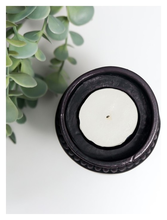 Подсвечник полистоун на 1 свечу Горец чёрный, свеча в комплекте 15х8,5х8,5 см