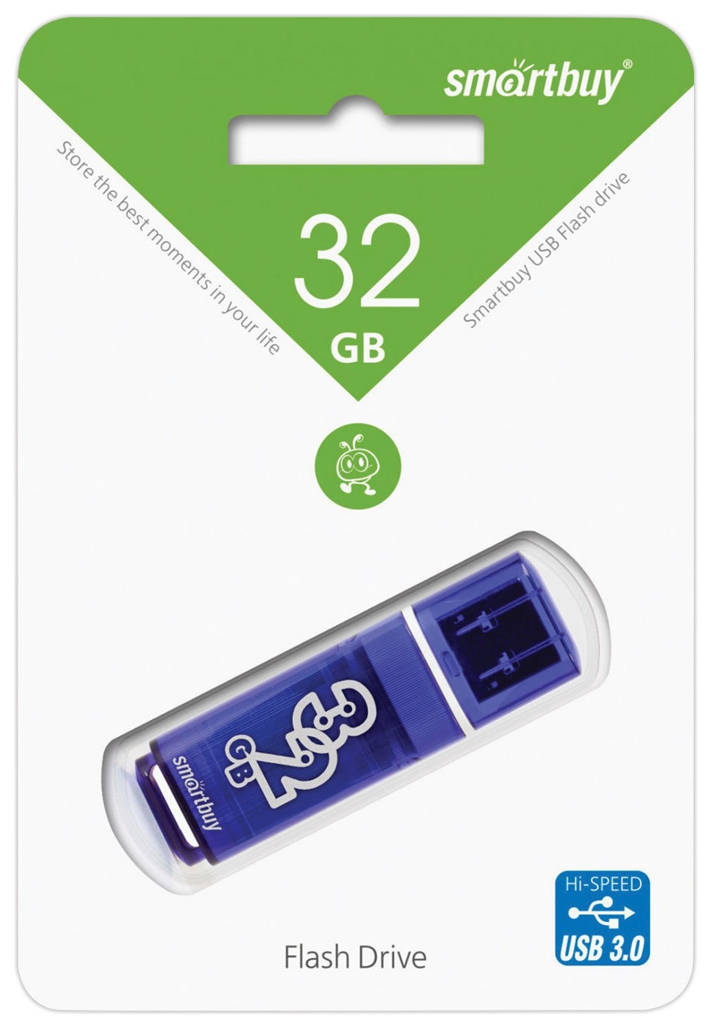 Флеш-диск 32 GB Smartbuy Glossy USB 3.0, тёмно-синий, Sb32gbgs-db