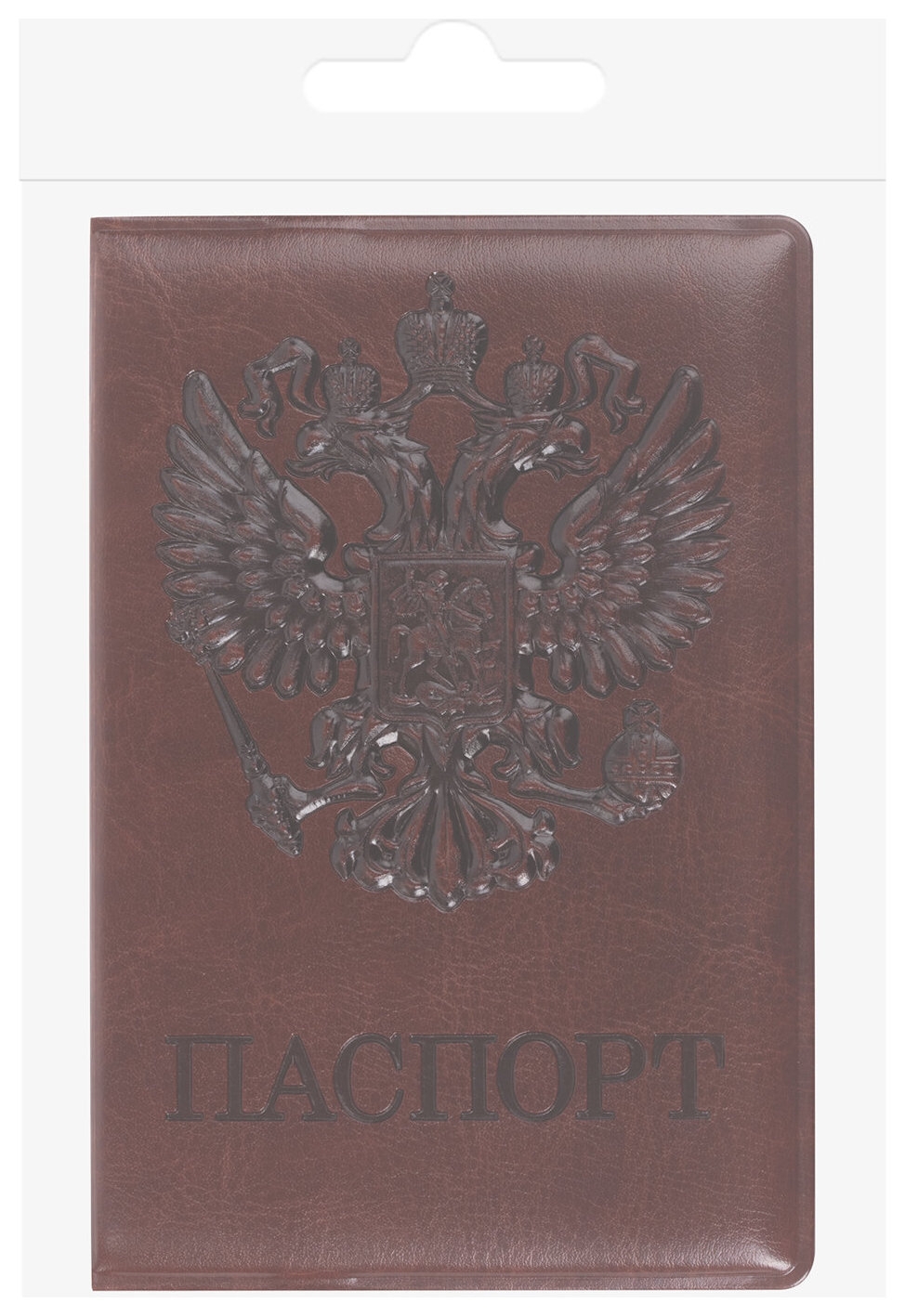 Обложка для паспорта Staff, полиуретан под кожу, Герб, коричневая, 237604