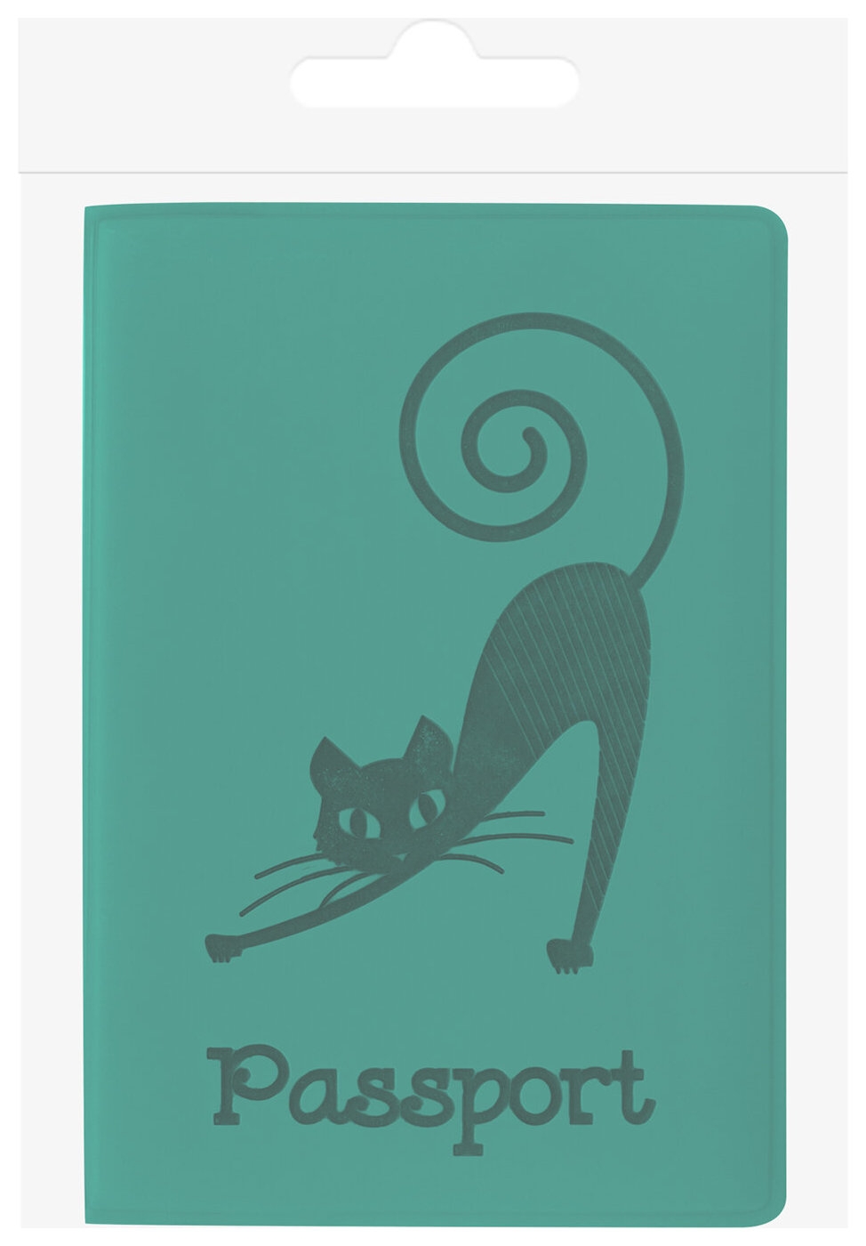 Обложка для паспорта Staff, мягкий полиуретан, Кошка, бирюзовая, 237616