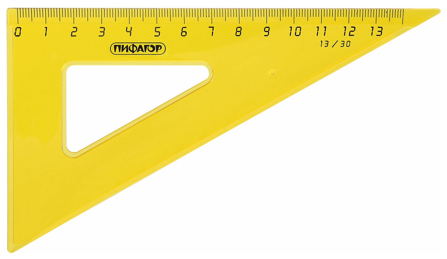 Набор чертежный средний пифагор (Линейка 20 см, 2 треугольника, транспортир), прозрачный, неоновый, пакет, 210626