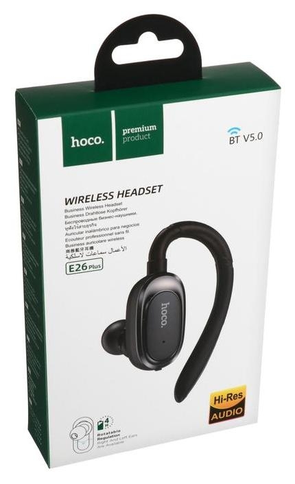 Bluetooth-гарнитура Hoco E26, вакуумная, BT 4.2, 50 мач, до 10 м, черная
