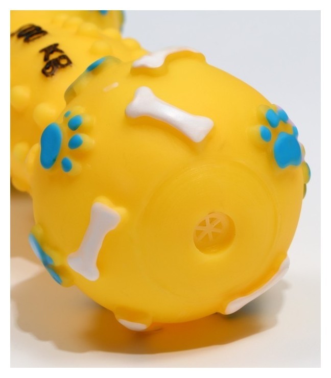 Игрушка пищащая Гантель 500 Kg, 17,5 см, жёлтая
