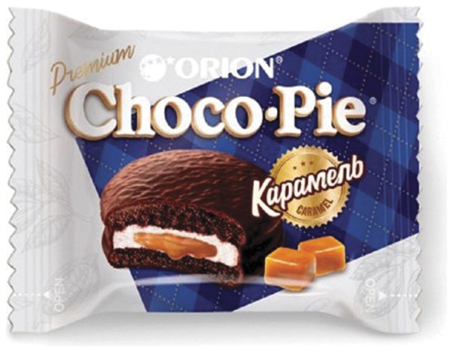 Печенье Orion Choco Pie Dark Caramel темный шоколад, карамельное, 360 г (12 штук х 30 г), о0000013514