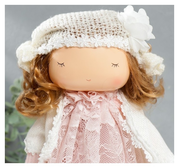 Кукла интерьерная Малышка в платье с кружевом, с сердечком 36,5х14х15,5 см