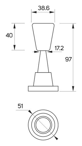 Дверной ограничитель тундра, прямой, H=97 мм, цвет рисовый, 1 шт