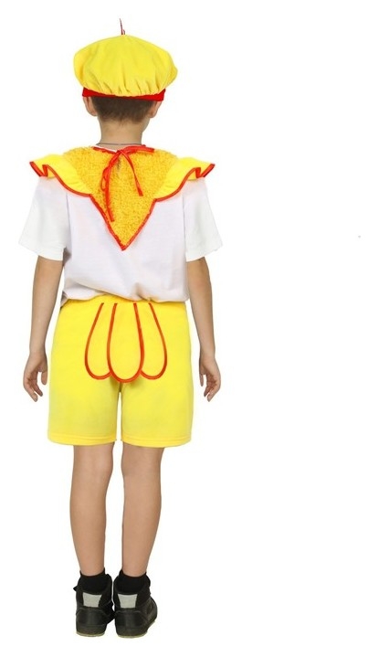 Карнавальный костюм Цыплёнок с жабо, мех, накидка, шорты, берет, рост 122-128 см