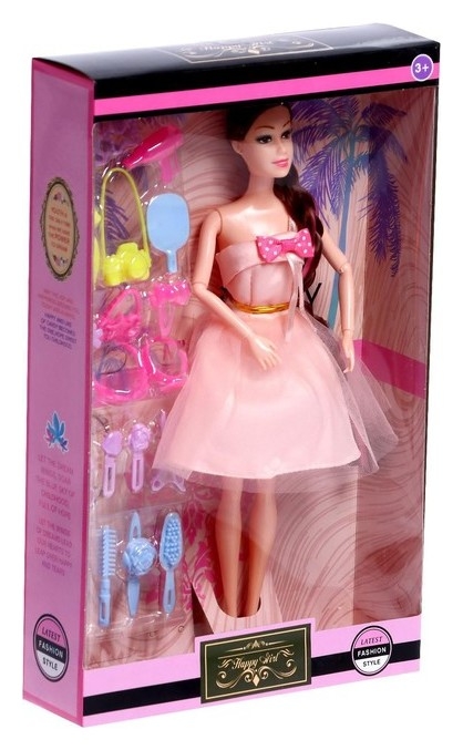 Кукла-модель шарнирная Виктория, в пышном платье, с набором аксессуаров, цвет розовый