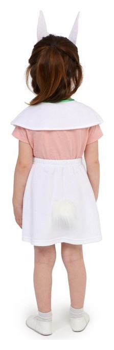 Карнавальный костюм Зайка белая, плюш, пелерина, юбка, головной убор, рост 110-116 см