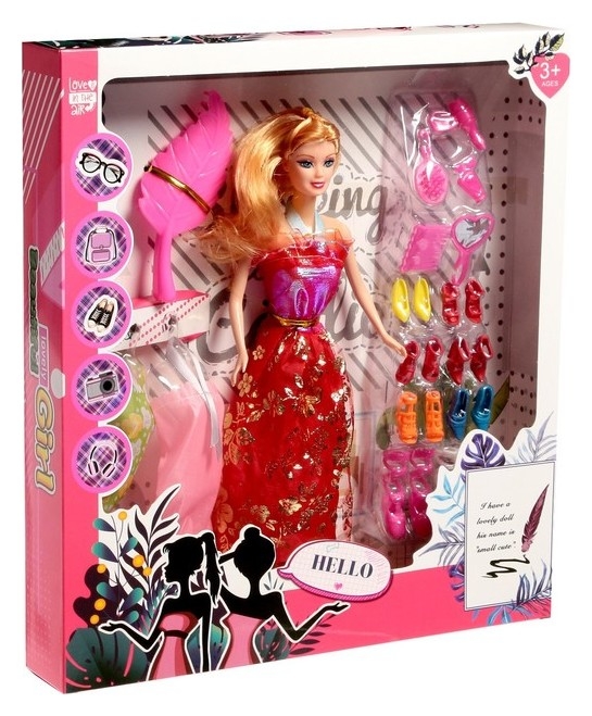 Кукла-модель Анжелика с набором платьев,обувью и аксессуарами