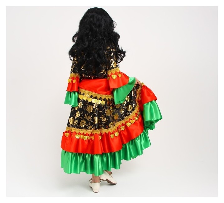Карнавальный костюмЦыганка красно-зеленая,блузка,юбка,косынка,парик,р-р32,р110-116