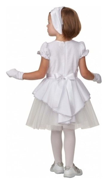 Карнавальный костюм Зайка белянка, платье, повязка на голову, перчатки, р.28, рост 110 см