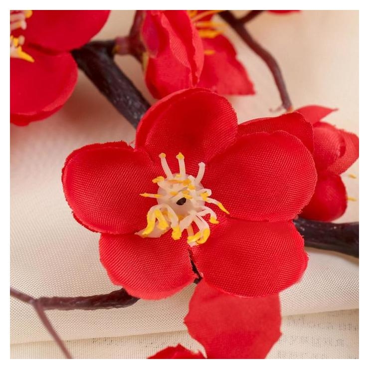 Цветы искусственные Ветка сакуры 3х60 см, красный