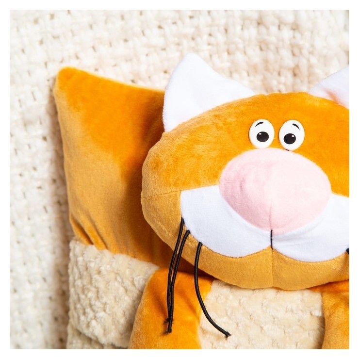 Подушка декоративная кот-соня 40х45см, плюш, холофайбер