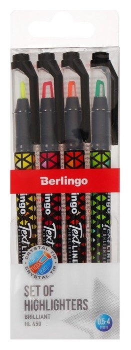 Набор маркеров текстовыделителей 4цв 0,5-4мм Berlingo Textline Hl450 европодвес
