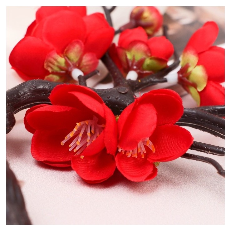 Цветы искусственные Ветка сакуры 4х20 см, красный
