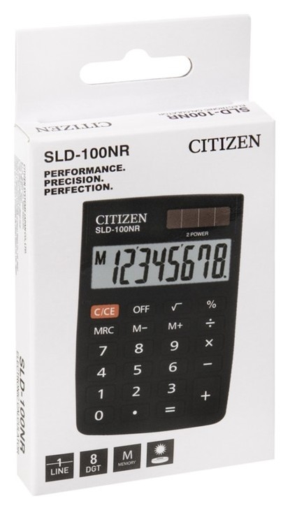 Калькулятор карманный 8-разрядный, Citizen Sld-100nr, двойное питание, 58 х 88 х 10 мм, чёрный