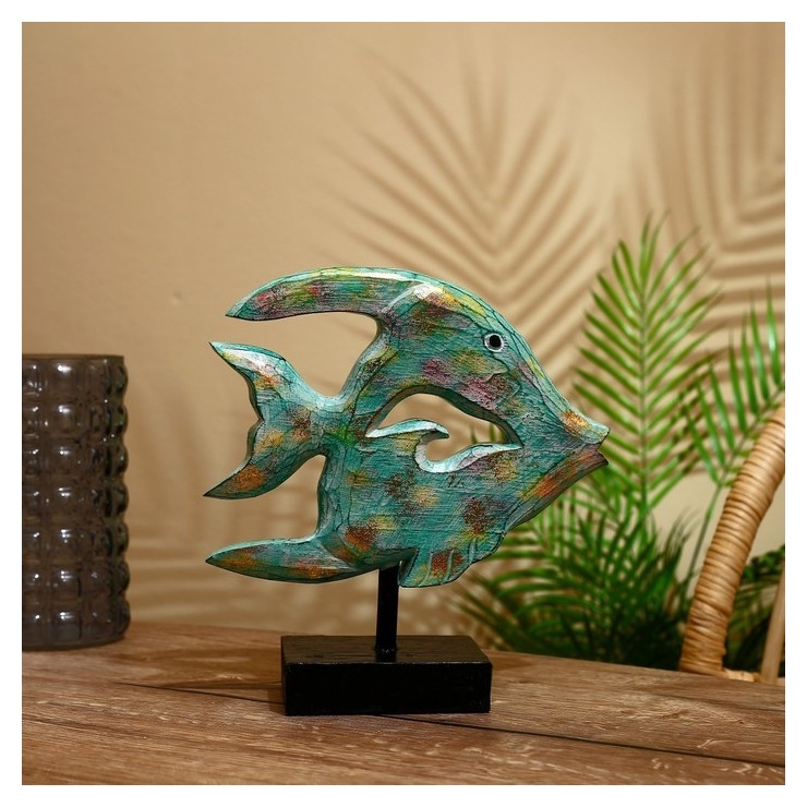 Сувенир Рыба на подставке, албезия 10х15х25 см