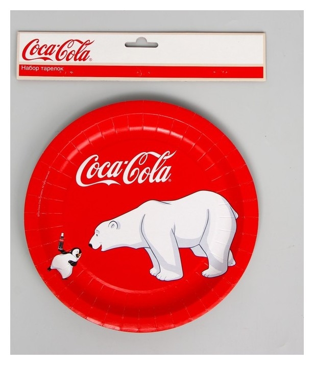 Набор бумажных тарелок Мишки-1, Coca-cola, набор, 6 шт, D=230 мм