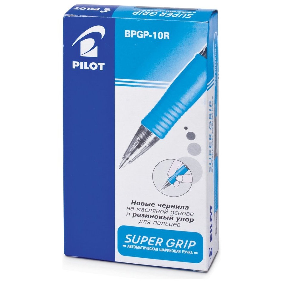 Ручка шариковая масляная автоматическая с грипом Super Grip, цвет дизайна синий